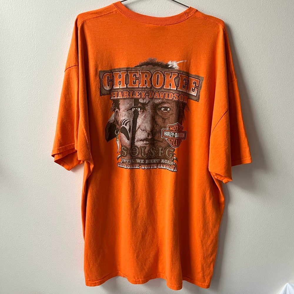Rare Harley-Davidson Orange Cherokee NC Vintage Graphic Tee